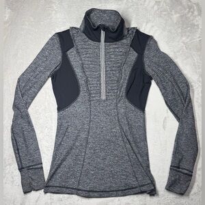 Lululemon Run: Your Heart Out Pullover Heathered Black Athletic Quarter Zip 6